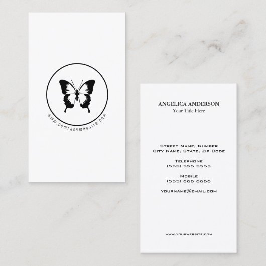 黒い蝶のロゴ 名刺 (正面/裏面)