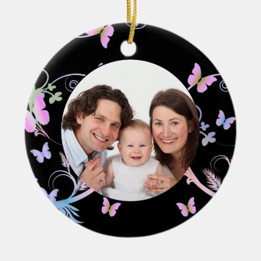 黒い蝶フレーム セラミックオーナメント (正面)