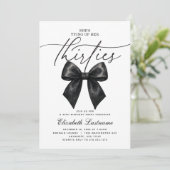 黒い蝶結びで三十路を縛りつける　四十路の誕生日 招待状 (スタンド正面)