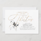 黒い蝶結びで三十路を縛る　四十路の誕生日 招待状 (正面)