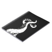 黒い螺旋綴じノートに描かれたタコの触手 ノートブック (左側)
