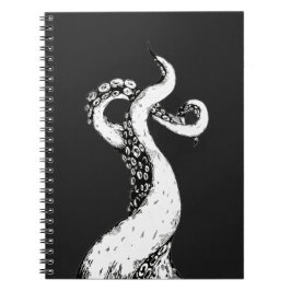 黒い螺旋綴じノートに描かれたタコの触手 ノートブック