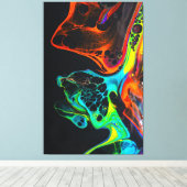 黒い表面のネオンの絵を描いいカラフルミックス キャンバスプリント (インサイチュ (ウッドフロア))