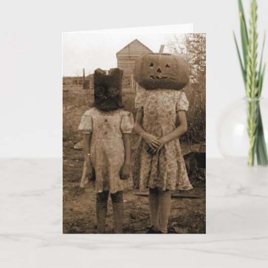 黒い袋を持つカボチャ女の子 カード (正面)