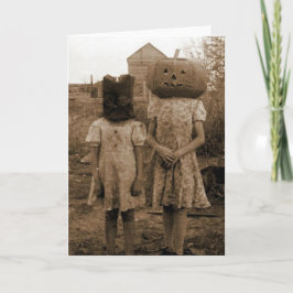 黒い袋を持つカボチャ女の子 カード