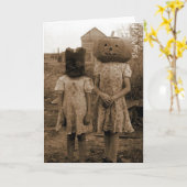 黒い袋を持つカボチャ女の子 カード (黄色い花)