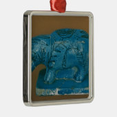 黒い装飾を持つ青いカバ メタルオーナメント (右)