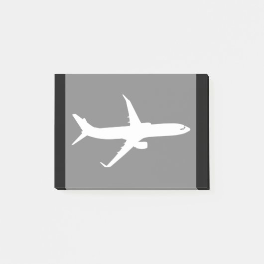 黒い装飾を飛ばす航空機のジェット機はさみ金のシルエット ポストイット (正面)