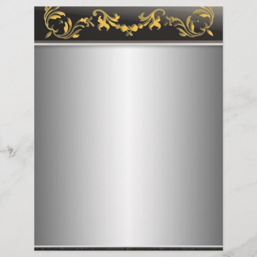 黒い装飾チラシに金ゴールドを縁ど付けた銀 チラシ (正面)