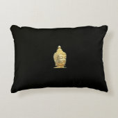 黒い装飾枕の金仏 アクセントクッション (正面)