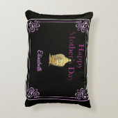 黒い装飾枕の金仏 アクセントクッション (裏面(縦))