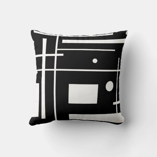 黒い装飾用クッションの白い幾何学模様 クッション (裏面)