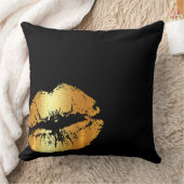 黒い装飾用クッションの贅沢な金キス クッション (ブランケット)