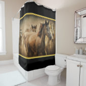 黒い裏地を持つアメリカンクォーターホース シャワーカーテン (インサイチュ)