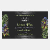 黒い製品ラベルイエローパープルハイビスカスロゴ 長方形シール (正面)