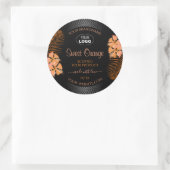 黒い製品ラベルオレンジ色のハワイアン花ロゴ ラウンドシール (バッグ)