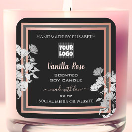 黒い製品ラベルカスタムロゴバラ金ゴールド枠 スクエアシール