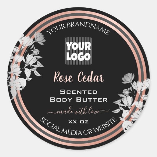 黒い製品ラベルカスタムロゴバラ金ゴールド枠 ラウンドシール (正面)