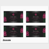 黒い製品ラベルワインレッドハワイアン花 長方形シール (シート)