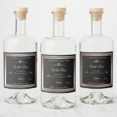 黒い製品ラベル(バラ金ゴールド枠とロゴ) リキュールボトルラベル (ボトル)