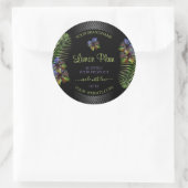 黒い製品ラベル 黄色 紫色 ハワイの花 ラウンドシール (バッグ)