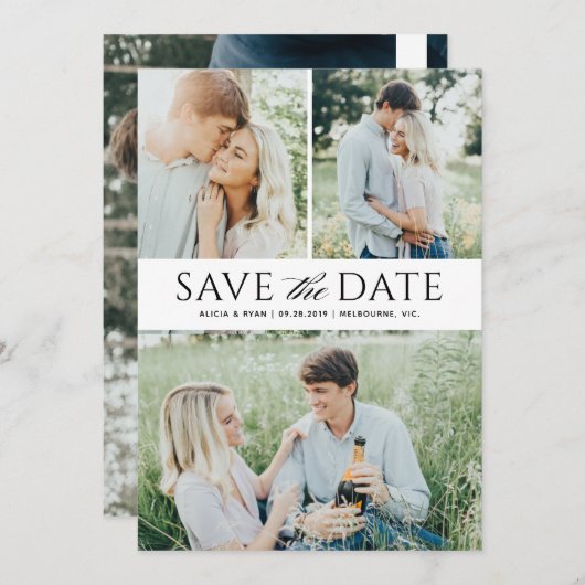 黒い複数の写真が日付を保存 セーブザデート (正面/裏面)