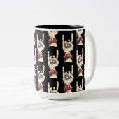 黒い角のアップパターン ツートーンマグカップ (正面右)