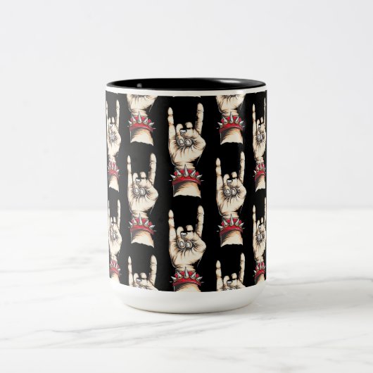 黒い角のアップパターン ツートーンマグカップ (中央)