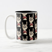 黒い角のアップパターン ツートーンマグカップ (左)