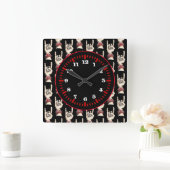 黒い角を上げる スクエア壁時計 (ホーム)