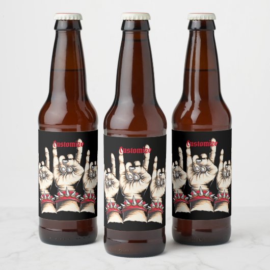 黒い角を上げる ビールラベル (ボトル)