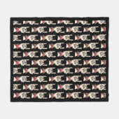 黒い角を上げる フリースブランケット (正面(横))