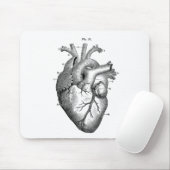 黒い解剖ハート マウスパッド (マウス)
