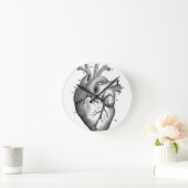 黒い解剖ハート ラウンド壁時計 (ホーム)