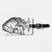 黒い解剖ハート ラゲッジタグ (正面横)