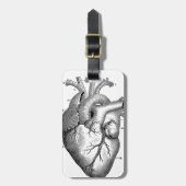 黒い解剖ハート ラゲッジタグ (正面縦)