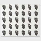 黒い解剖ハート ラッピングペーパー (フラット)