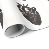 黒い解剖ハート ラッピングペーパー (ロールコーナー)