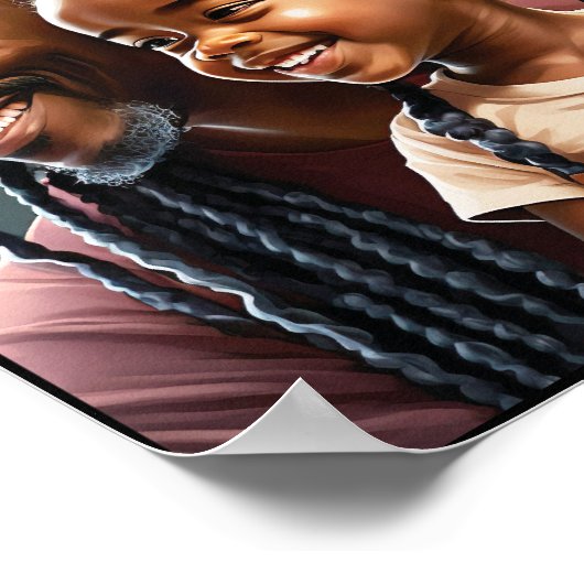 黒い誇りを持った父と娘が微笑む ポスター (角)