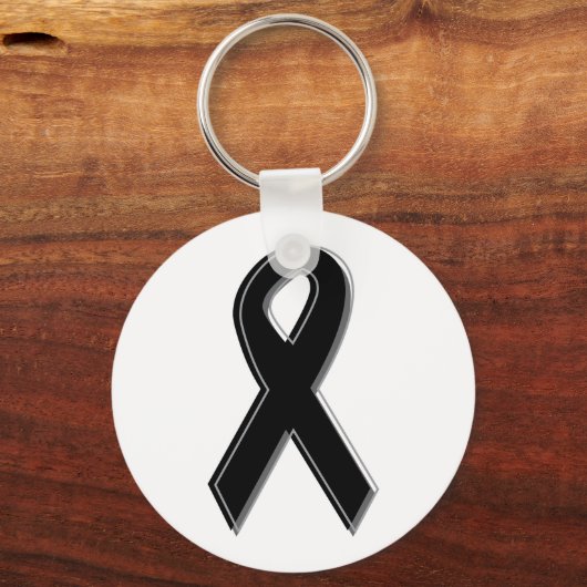 黒い認識度リボン キーホルダー (正面)