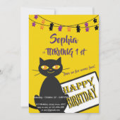 黒い誕生日おもしろいカードを切る 招待状 (正面)