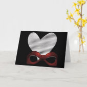 黒い誕生日のフォーマルなタキシードのハート-メッセージカード カード (黄色い花)