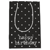 黒い誕生日の白い点 ミディアムペーパーバッグ (正面)