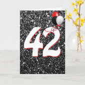 黒い誕生日カードの42番目のグリッターバルーン カード (黄色い花)