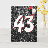 黒い誕生日カードの43番目のグリッターバルーン カード (黄色い花)