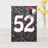 黒い誕生日カードの52番目のグリッターバルーン カード (黄色い花)