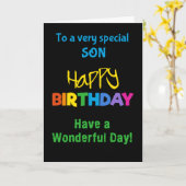 黒い誕生日 カード (黄色い花)