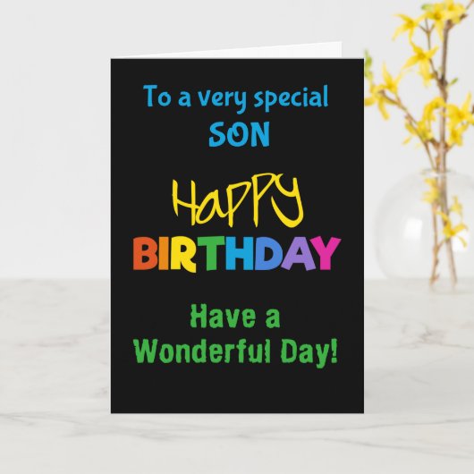 黒い誕生日 カード (黄色い花)