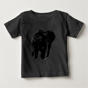 黒い象のシルエット ベビーTシャツ