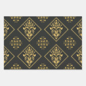 黒い豪華な上品なパタエレガントーン ラッピングペーパーシート (正面)